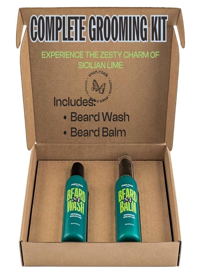 Men Rock Beardy Beloved Awakening Essential Beard Kit - Sicilian Lime - Beard Balm and Wash - Mens Face Care Kit - Skincare Products for Men - 2 Pc - Image 2